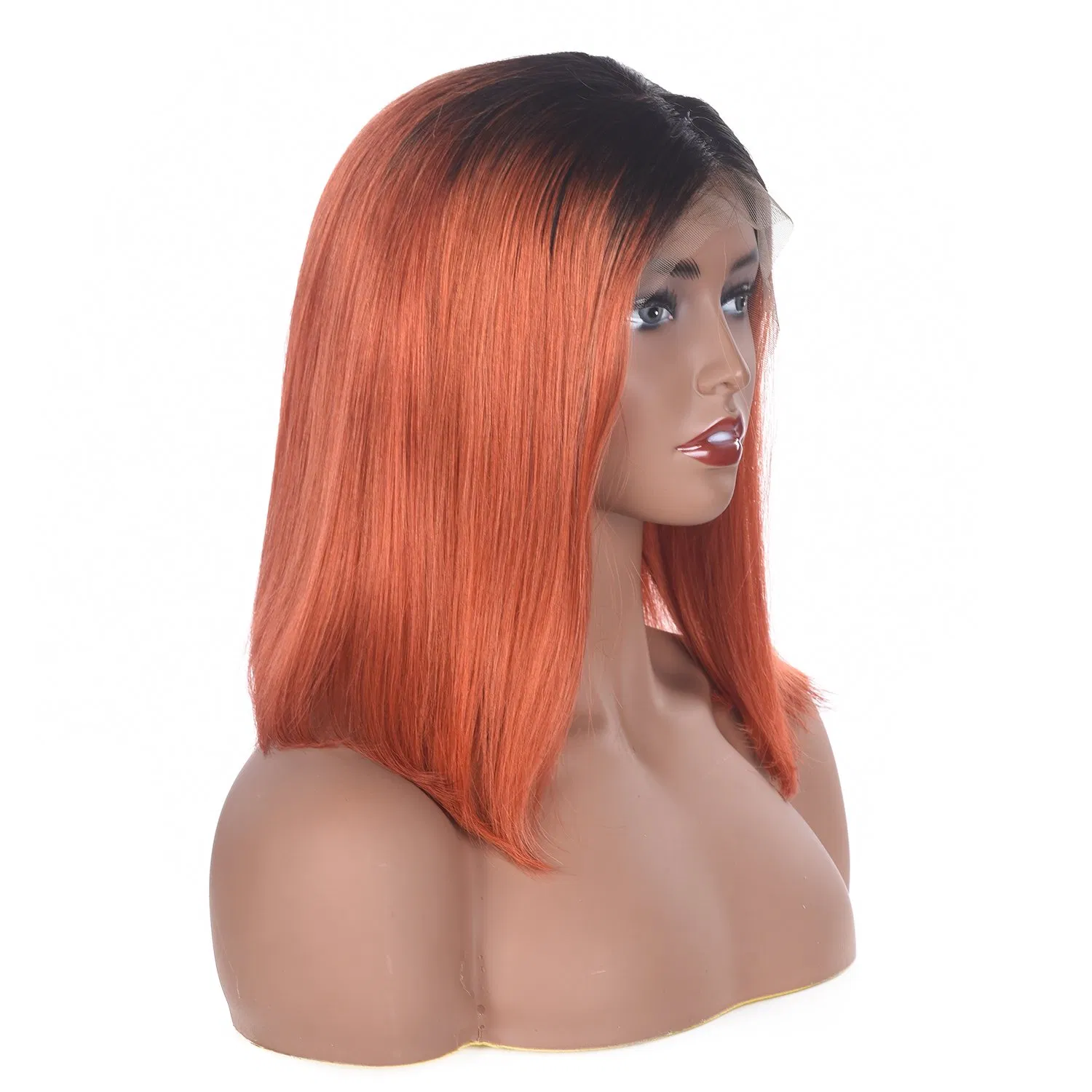 Ombre Straight Short Bob Lace Front Human Hair 1b/ #350 Bob Wig