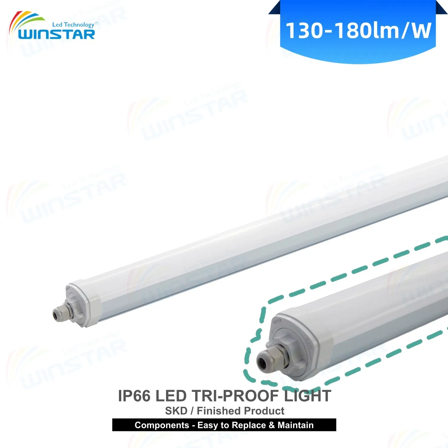 IP66 LED Tri-Proof Light Batten Anti-Glare 60/120/150cm LED Linear Light for Office Hotel Corridor Stairwell Public Area CE Approved