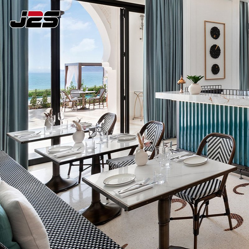 Commercial Outdoor Coffee Shop Restaurant Furniture French Bistro Chair Marble Table Hotel Corridor Patio