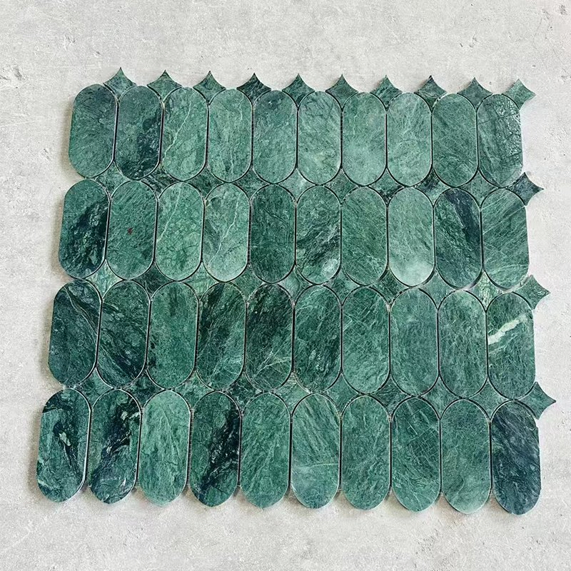 Modern Design Green Marble Mosaic Tiles Polished Strip Flooring Bathroom Pool Tiles