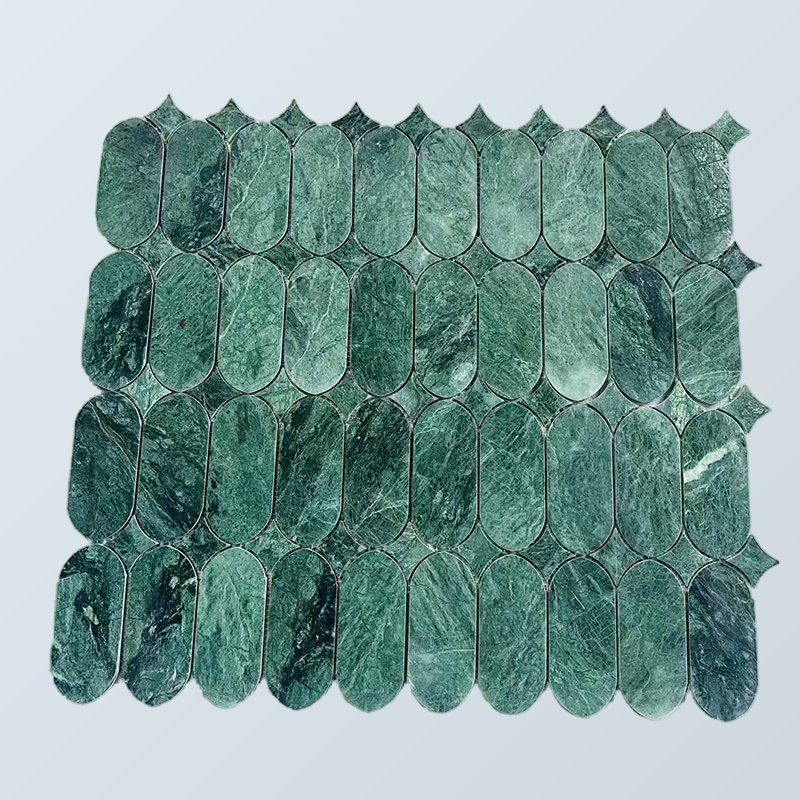 Modern Design Green Marble Mosaic Tiles Polished Strip Flooring Bathroom Pool Tiles