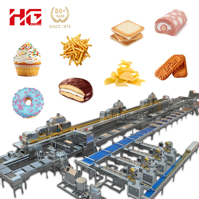 Custard Cupcake Swiss Roll Layer Cake Sandwich Biscuit Cookies Wafer Egg Roll Bear Cake Rice Cracker Swiss Roll Pringle Potato Chips Bakery Production Line