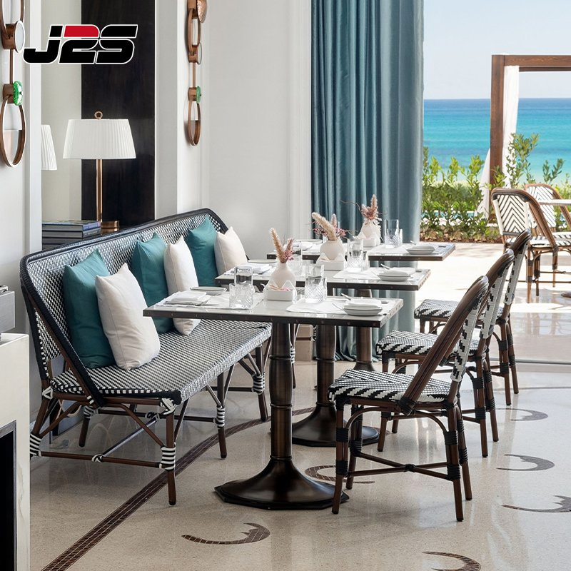 Commercial Outdoor Coffee Shop Restaurant Furniture French Bistro Chair Marble Table Hotel Corridor Patio