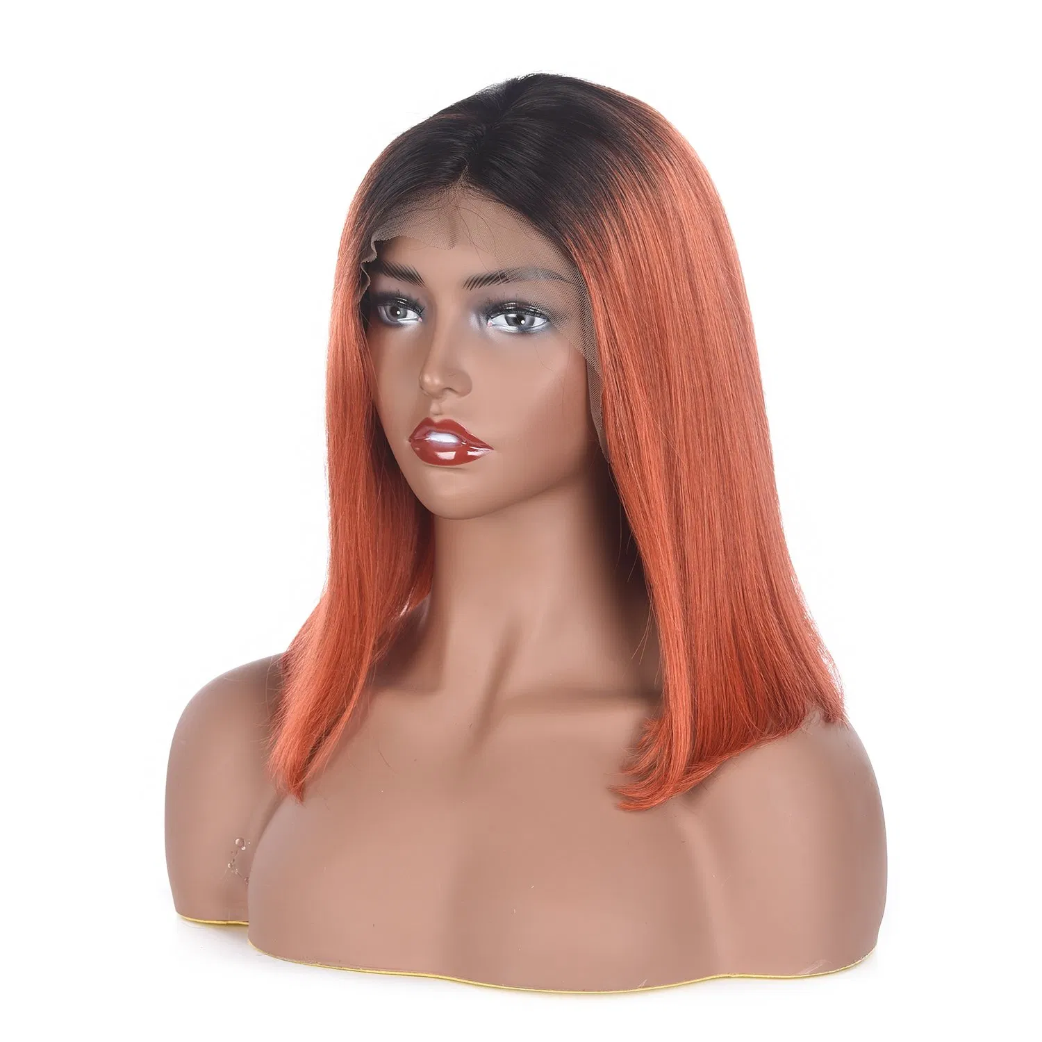 Ombre Straight Short Bob Lace Front Human Hair 1b/ #350 Bob Wig