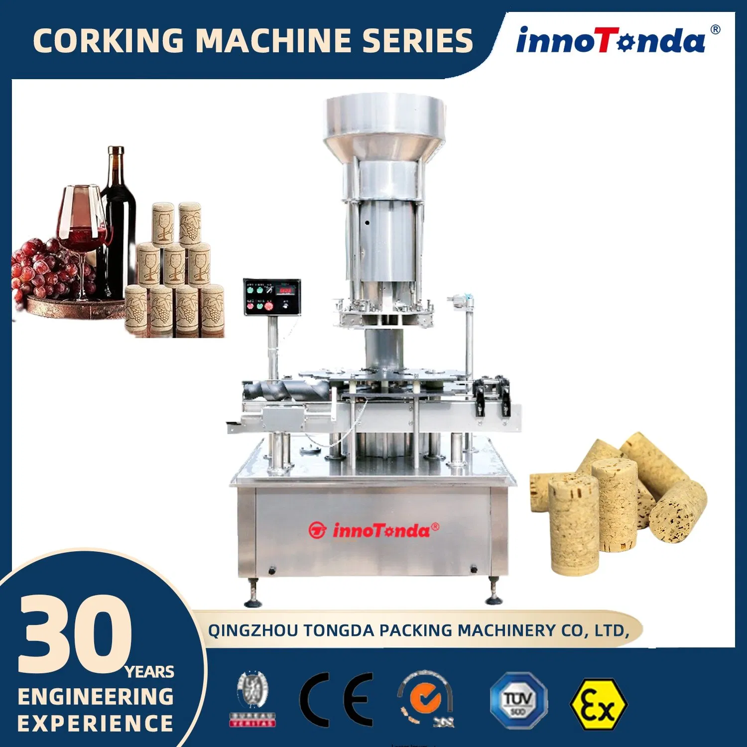 Table Top Automatic Cork Sparkling Wine Bottle Corking Capping Injection Corker Fitting Machine Manufacture