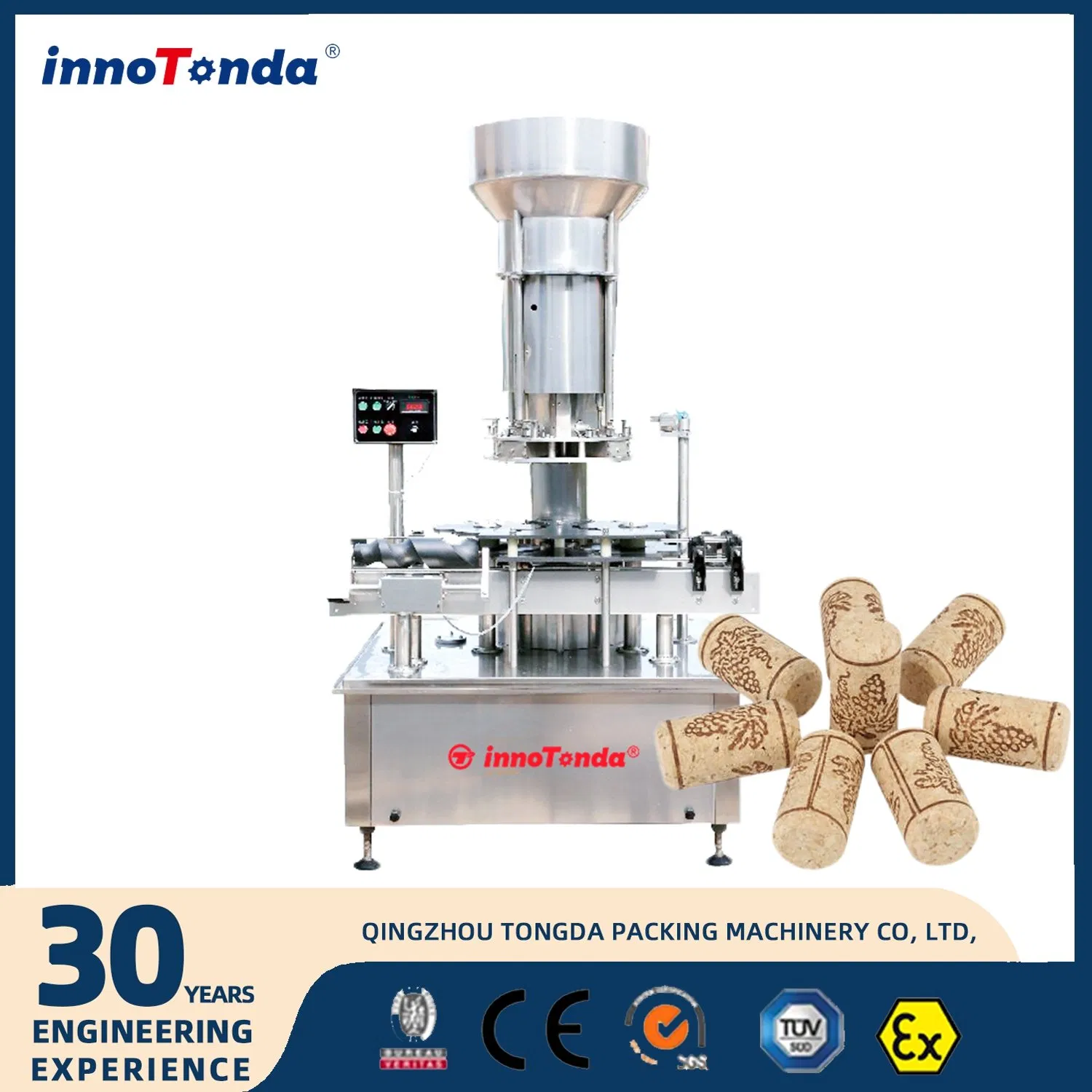 Fully Automatic Wine Glass Bottle Corking Machine Bottling Capping Machine Cork