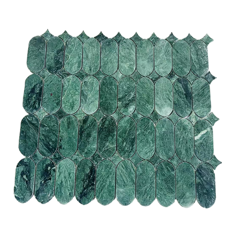 Modern Design Green Marble Mosaic Tiles Polished Strip Flooring Bathroom Pool Tiles