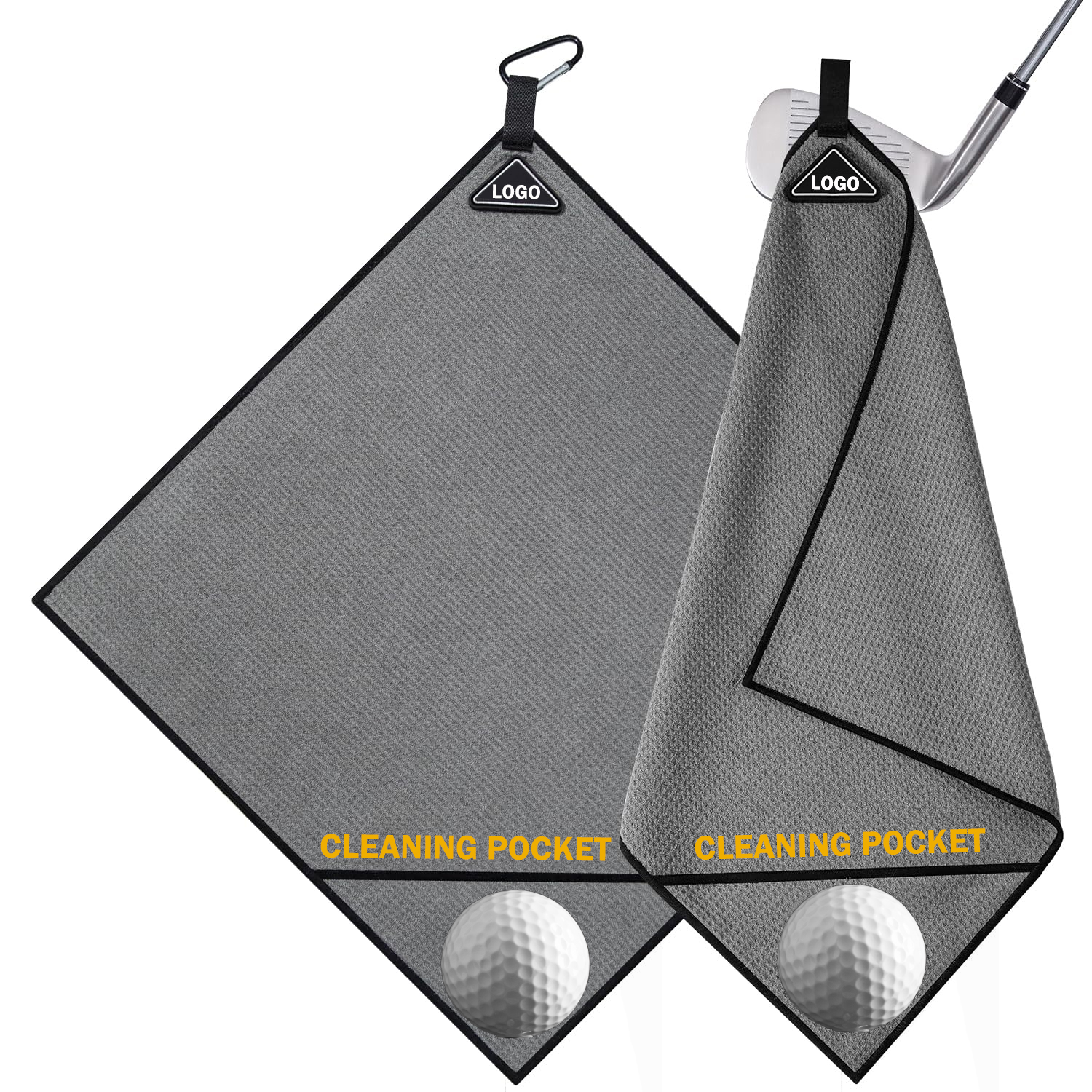 EM High Quality Microfiber Magnetic Golf Accessories Towel with Clip Cleaning Pocket Super Absorbent for Golf Bag Club Cart