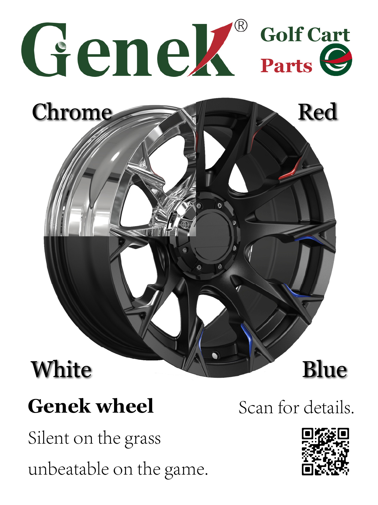 Genek Aluminum Wheel Glide Walk Black with Machined Features 12*7 Golf Cart Accessories