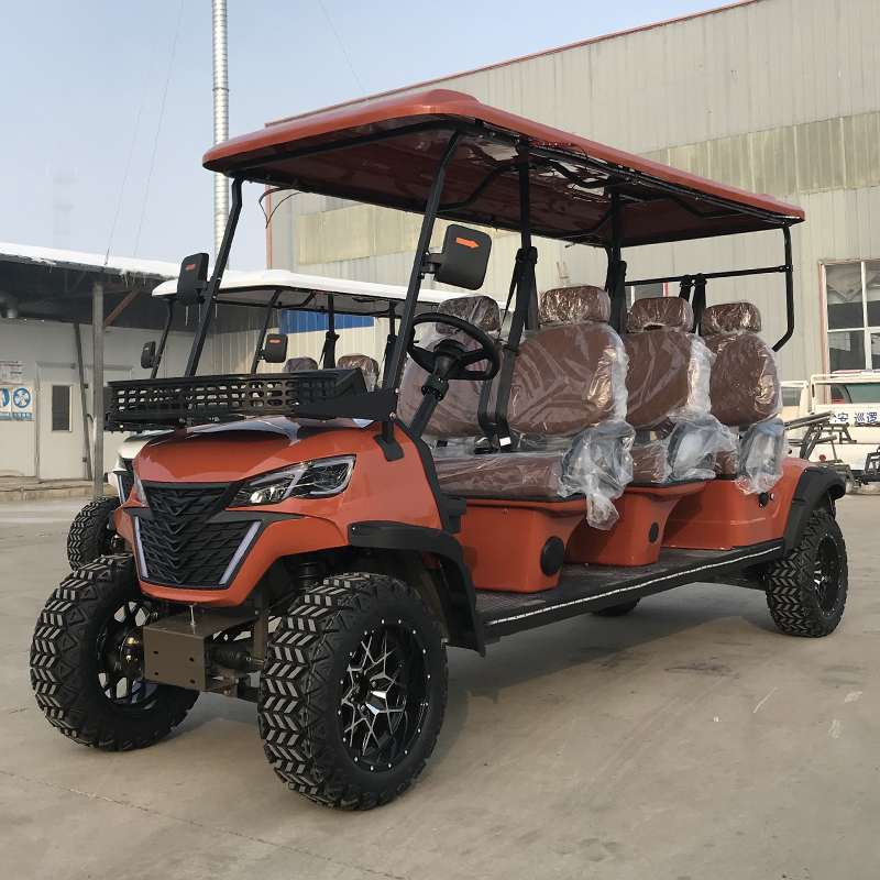 Street Legal 6 Seater Gasoline Golf Cart CE Approved Adult ATV/UTV 4x4 with Lithium Battery Black
