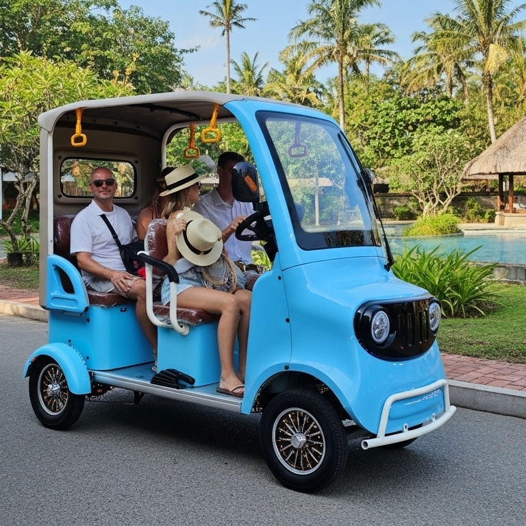 Holladay 1500W 4 Wheels Urban Commuting Electric Quadricycle Roof Canopy 4 Seaters Electric Golf Cart for Adults