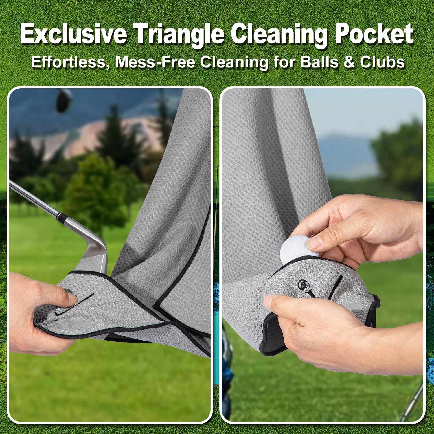 EM High Quality Microfiber Magnetic Golf Accessories Towel with Clip Cleaning Pocket Super Absorbent for Golf Bag Club Cart