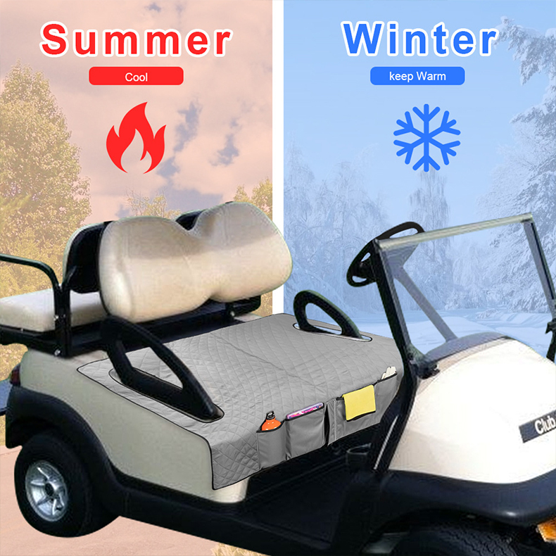 Golf Cart Seat Cover with 4 Front Pockets and Anti-Slip Bottom Convenient Cushion for Golf CART Use