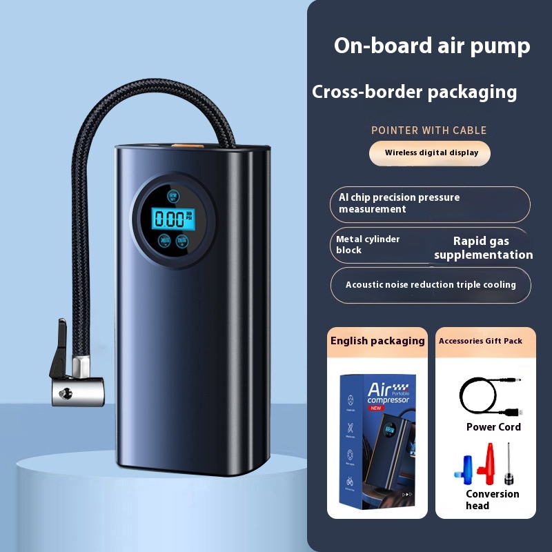 Portable 12V DC Plug-In Electric Car Air Pump 2000mAh Digital Tire Inflator With Tire Pressure Monitor Box Packing