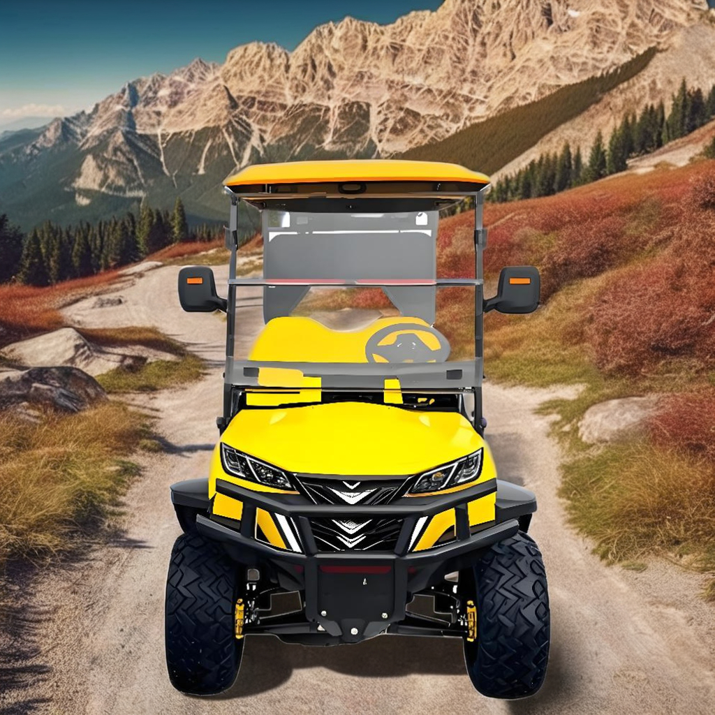 2025 Premium Yellow Parison All-Terrain Electric Golf Cart | 2 Seater for Offroad Adventures &amp; Resorts Beach and Golf Clubs