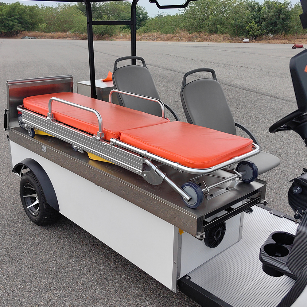 2025 Professional Foldable 2-seater Ambulance Electric Medical Golf Cart 48V Lithium Battery 5KW Power 30-50km/h Speed 70-90km