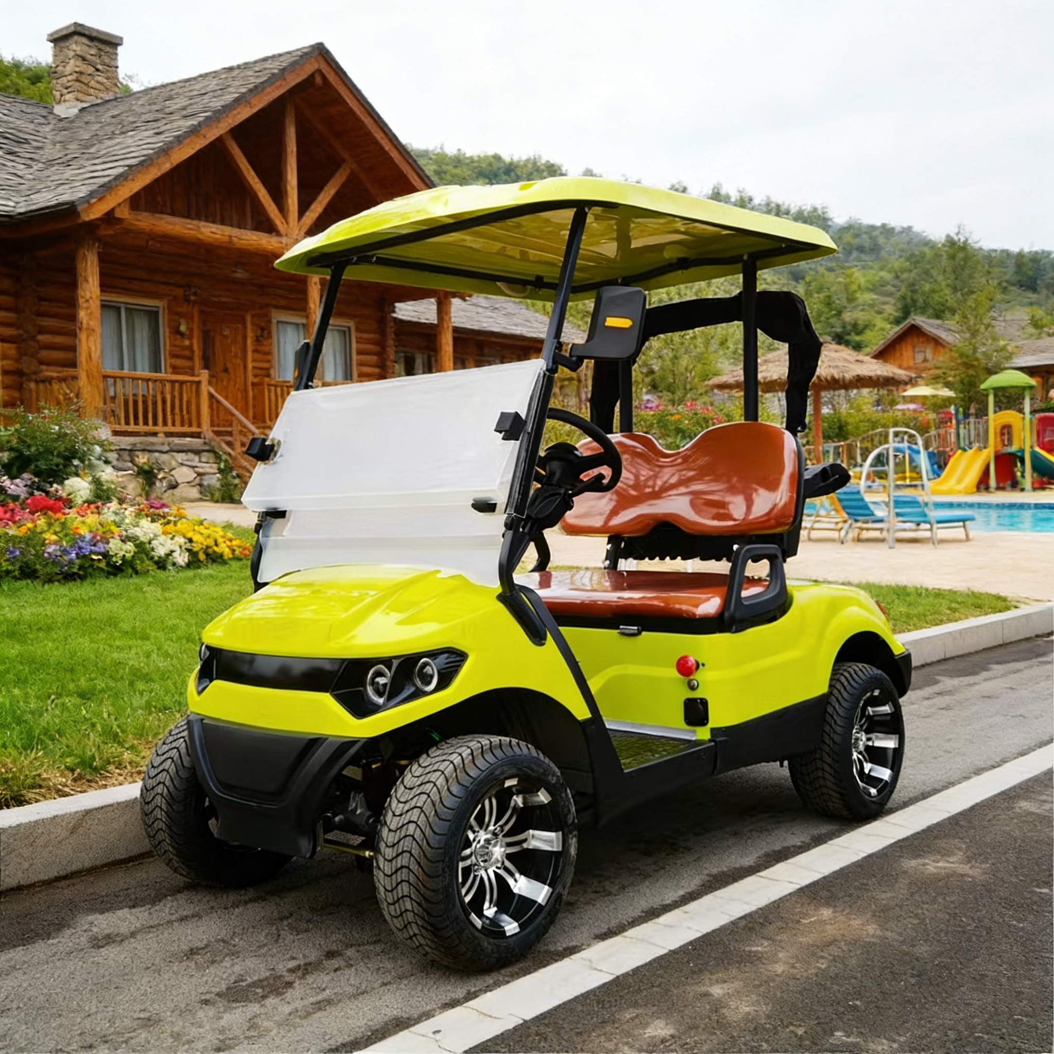 Customized 2-Seater Golf Cart for Country Club Airport Tourist 2 Seats Golf Buggy Lithium Battery Free Maintenance Long Range