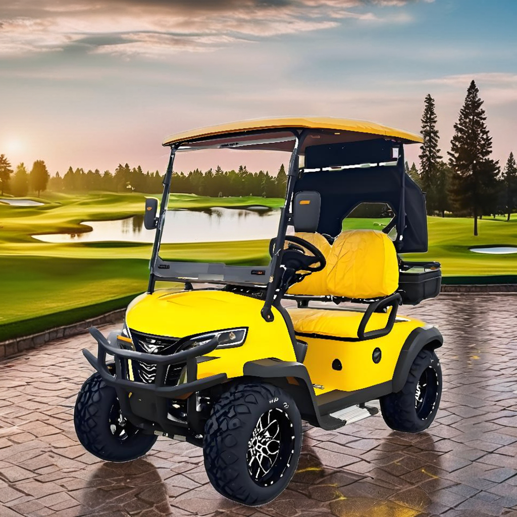 2025 Premium Yellow Parison All-Terrain Electric Golf Cart | 2 Seater for Offroad Adventures &amp; Resorts Beach and Golf Clubs