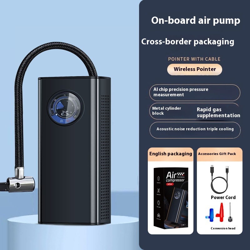 Portable 12V DC Plug-In Electric Car Air Pump 2000mAh Digital Tire Inflator With Tire Pressure Monitor Box Packing