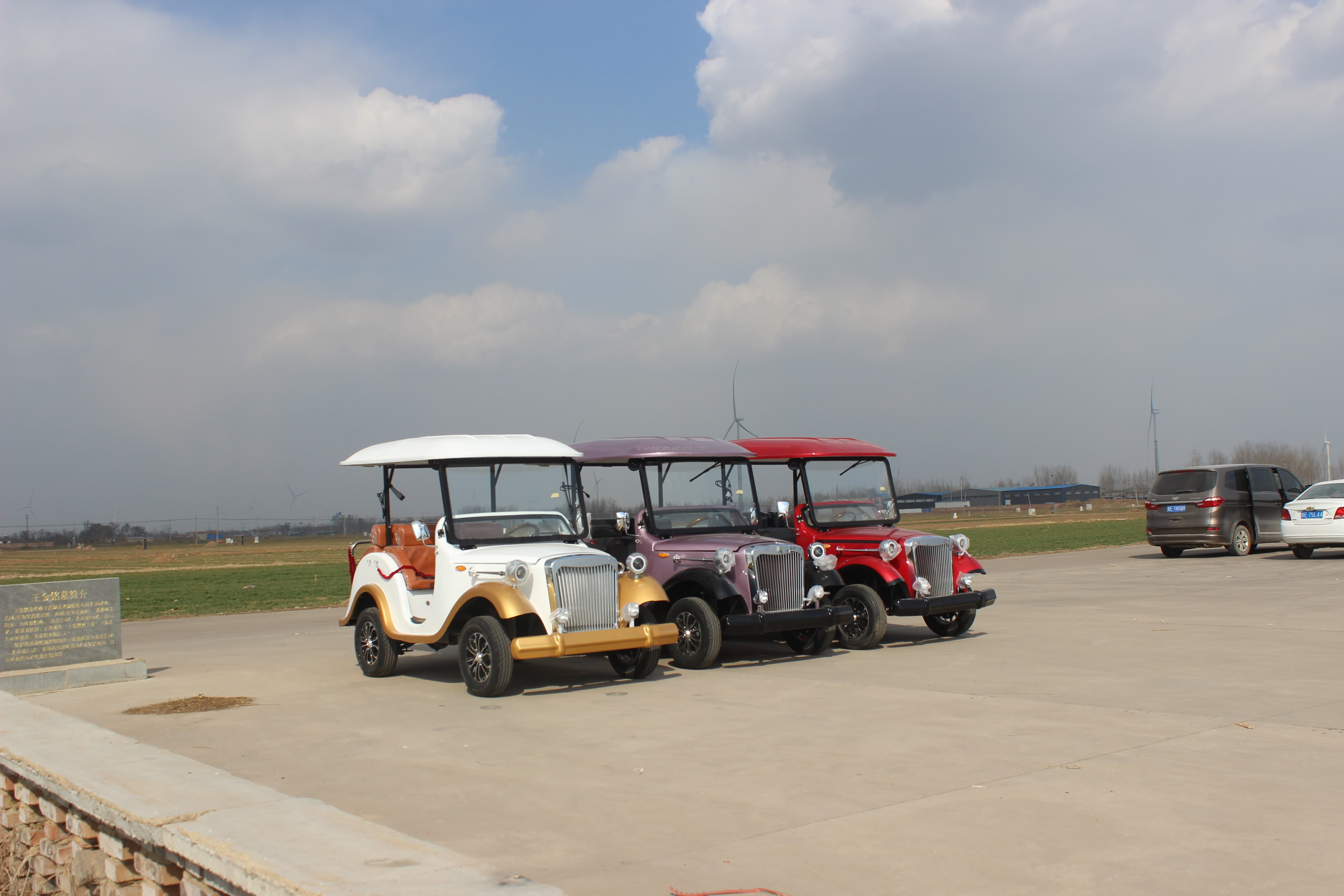 Sharefer 5 Seats Mini 72V Lithium Battery Electric Cart Vintage Classic Sightseeing Cars Best Electric Golf Carts