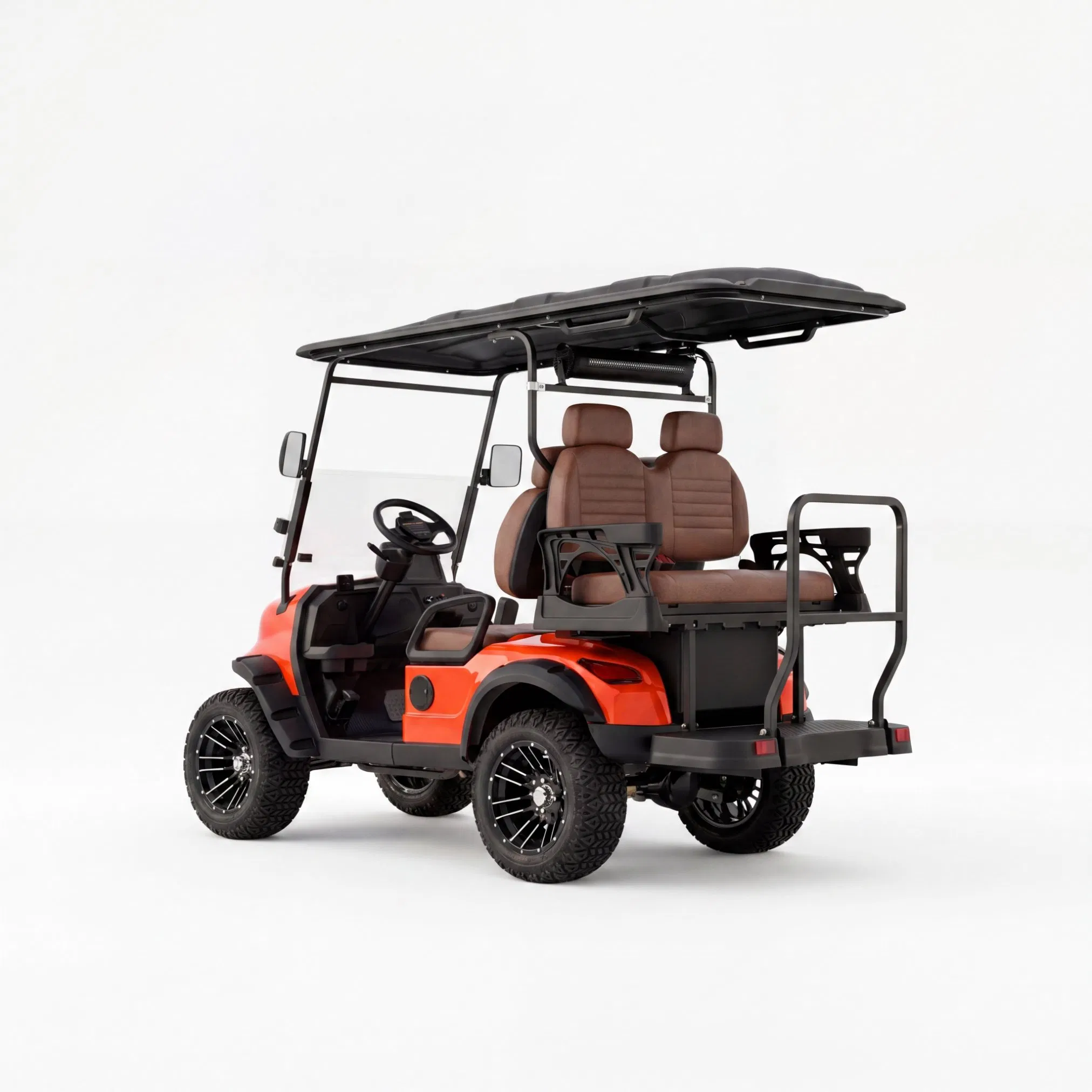Premium Heavy-Duty Four Seat Electric Red Durable Design Long Range Shock Absorption Courses off-Road Adventures Comfortable Seating Golf Cart