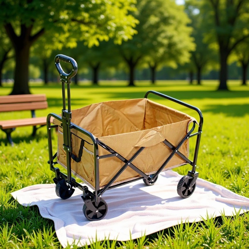 Folding Camping Collapsible Golf Cart Comfortable Stainless Steel Sand Beach Wagon Stroller Big Wagon Cart