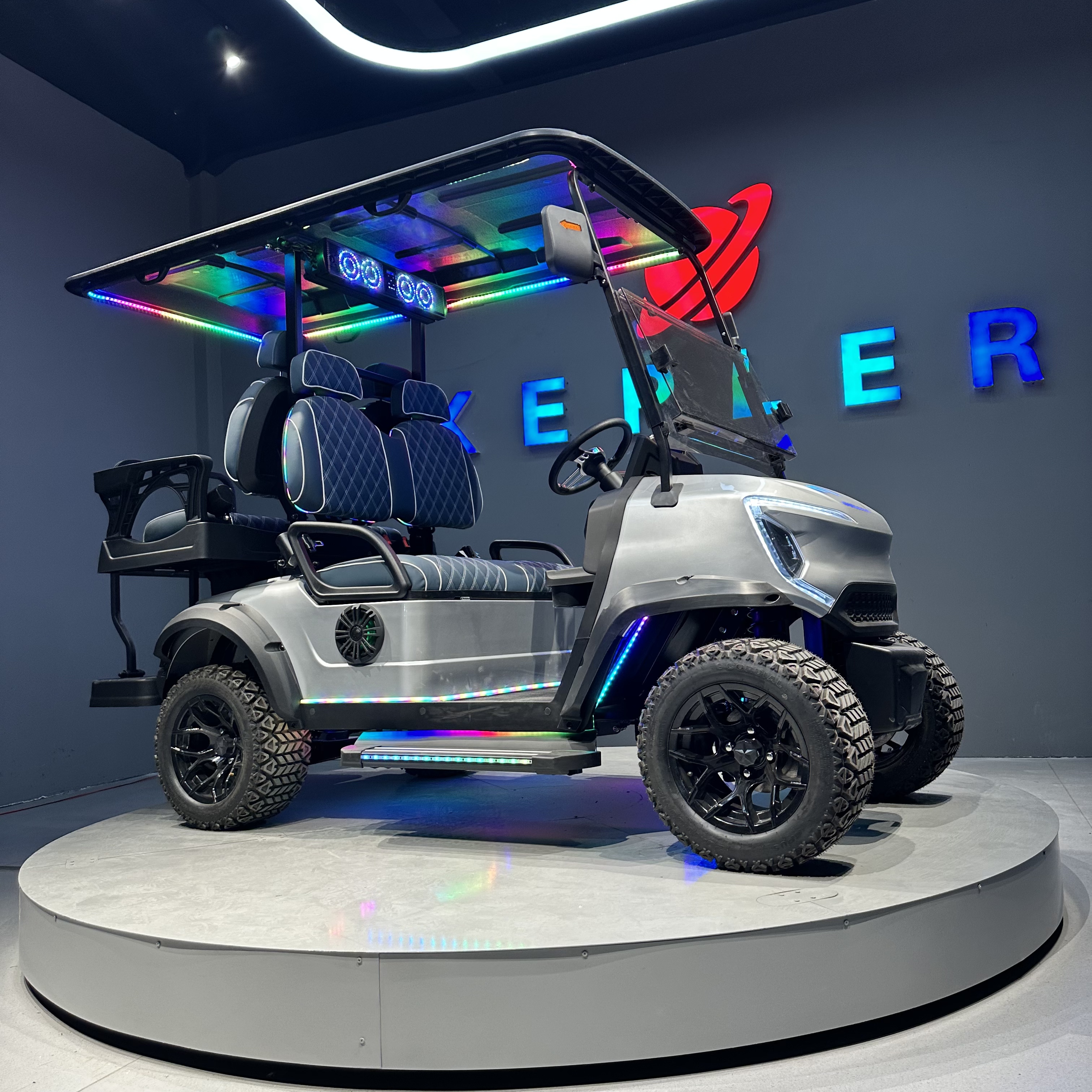 BFF Kepler 6-Seat Electric Golf Cart Off-Road Curtis Controller Light Interior R15 Tire Size Lithium Battery Left for Hunting