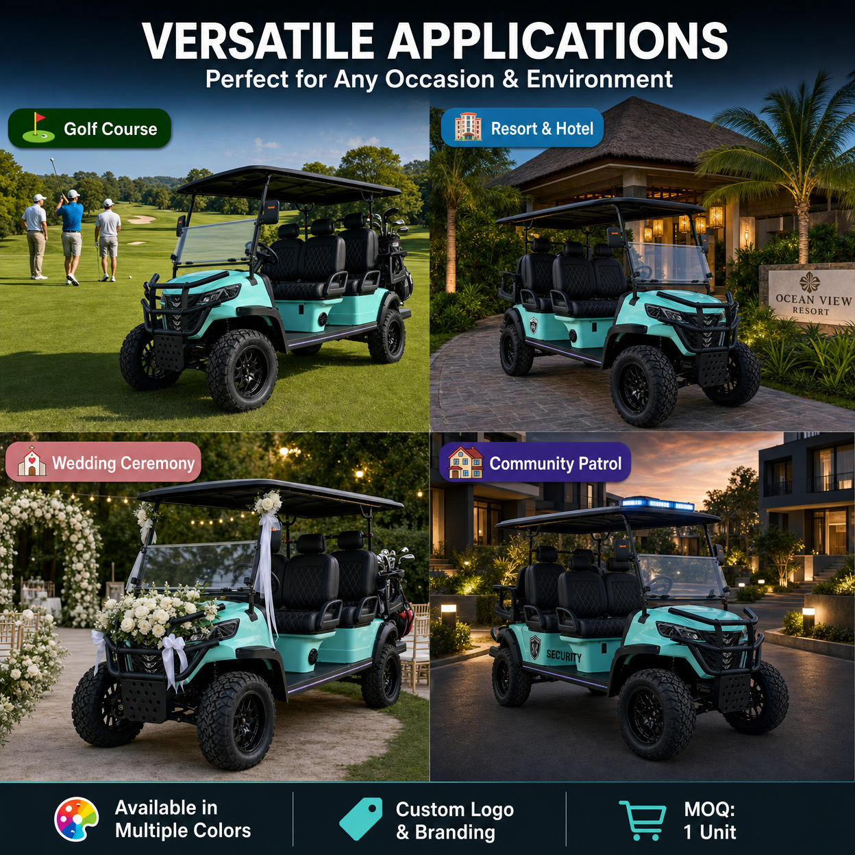 ShunCha Mini Luxury Cheap 4+2 6 Seater Electric Classic Golf Cart for Wedding Resort Hotel