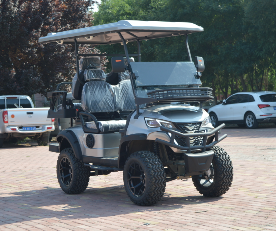 Long Battery Life 4 Seats Off Road Grey Electric Golf Car Equipped With 72V Powerful Motor For Scenic Spots Villa Areas