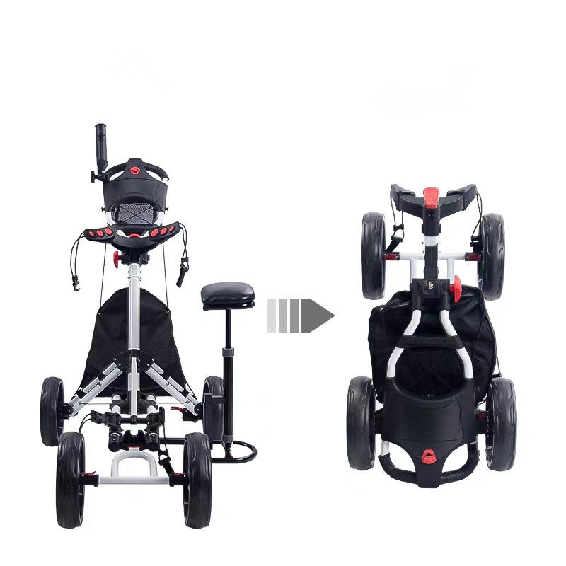 Wholesale Top Quality Foldable Hand Push 4 Wheels with Seat Golf Bag Cart