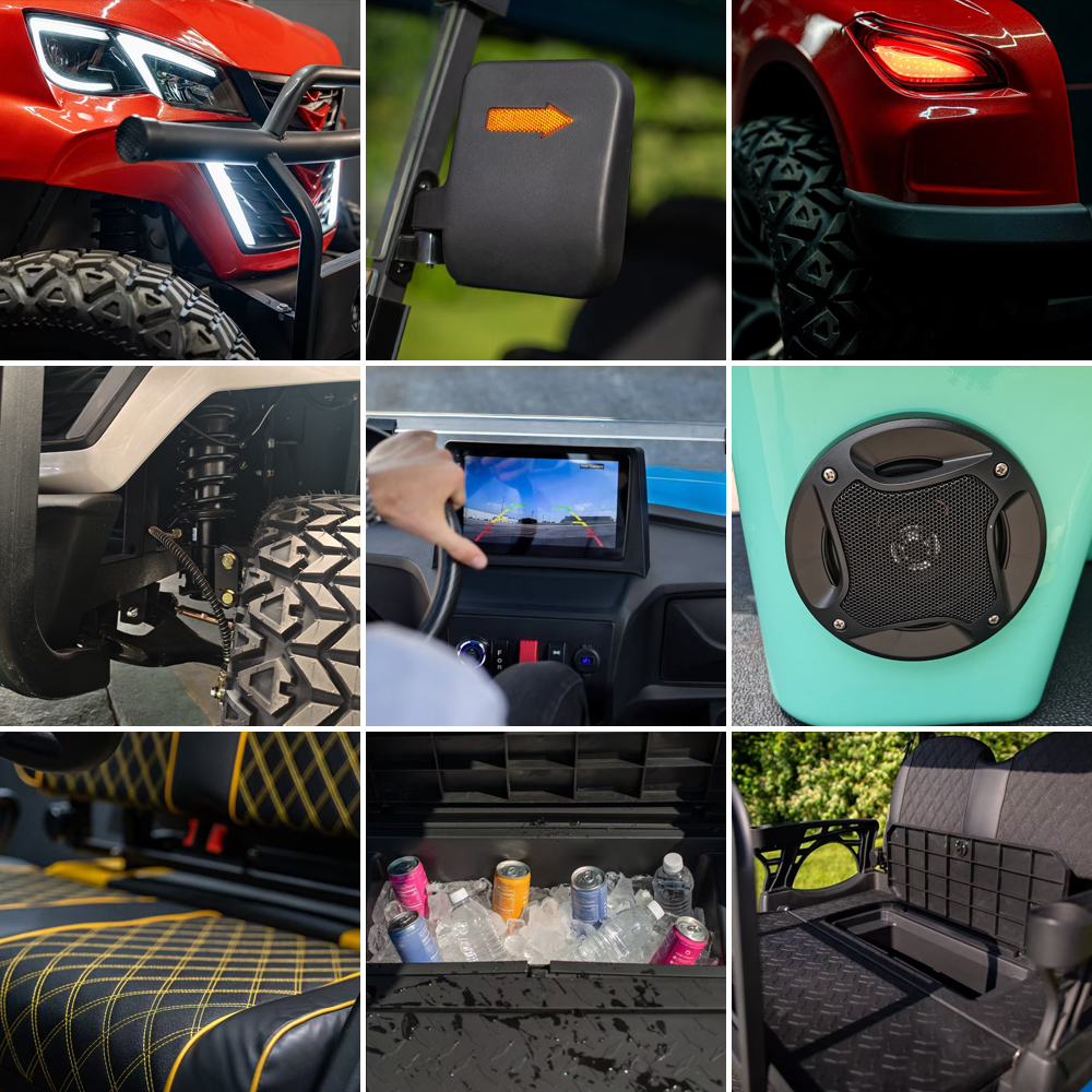 SEEWORLD Electric Hunting Golf Cart-4KW AC Motor 3-4 Seats 70-90km Range Foldable Windshield China Origin