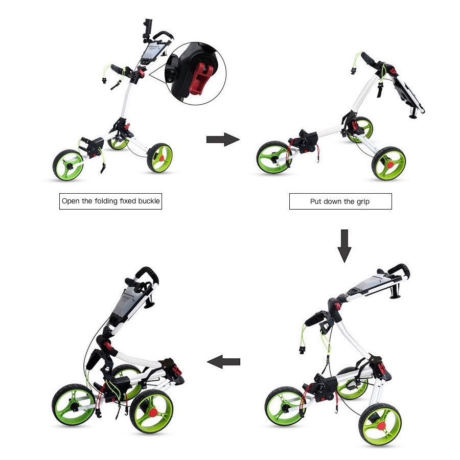 Quick Easily Foldable Electric 3 Golf Cart Trolley Wholesale China Bags Max Silver USB Set Umbrella Cup Accessory Push 4