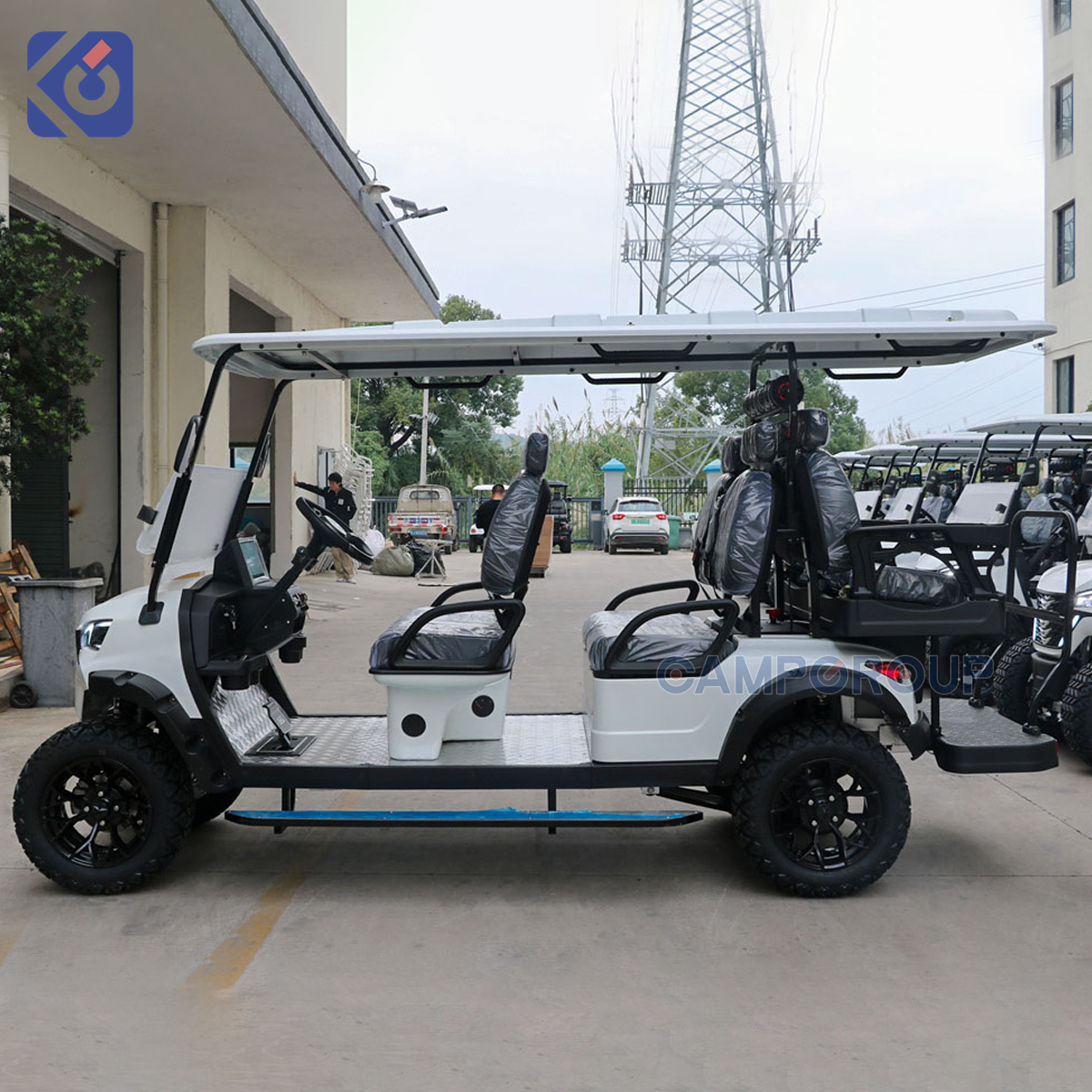 CAMP Cheap Off-Road 6 Seater Golf Cart 72V Lithium Electric Sightseeing Golf Car for Resort