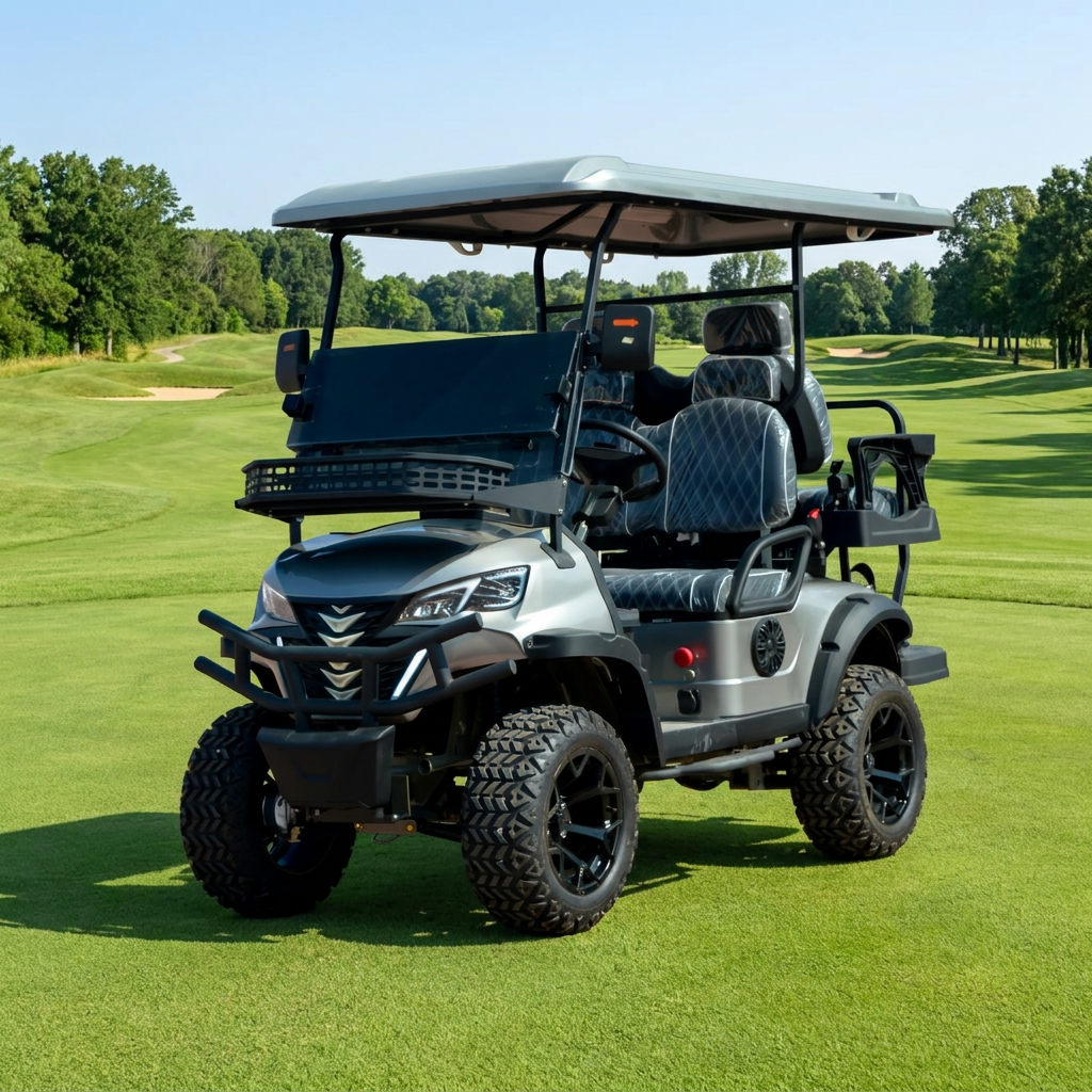 Long Battery Life 4 Seats Off Road Grey Electric Golf Car Equipped With 72V Powerful Motor For Scenic Spots Villa Areas