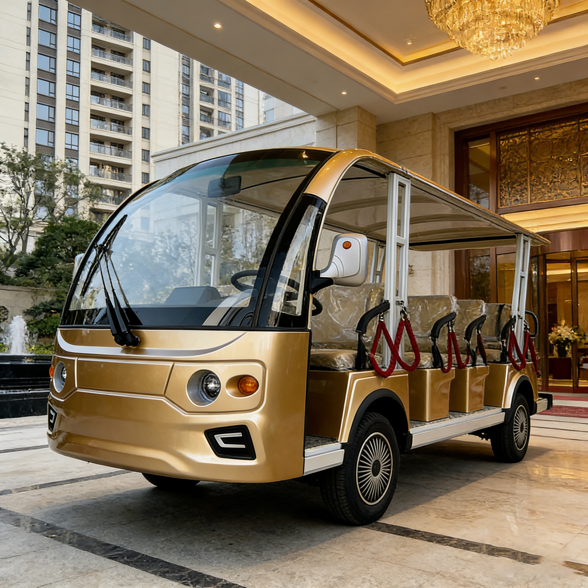 WOLAN Manufacturer 14 Seater Intelligent Controller Smart Electric Golf Cart 7.5kW Lithium Battery