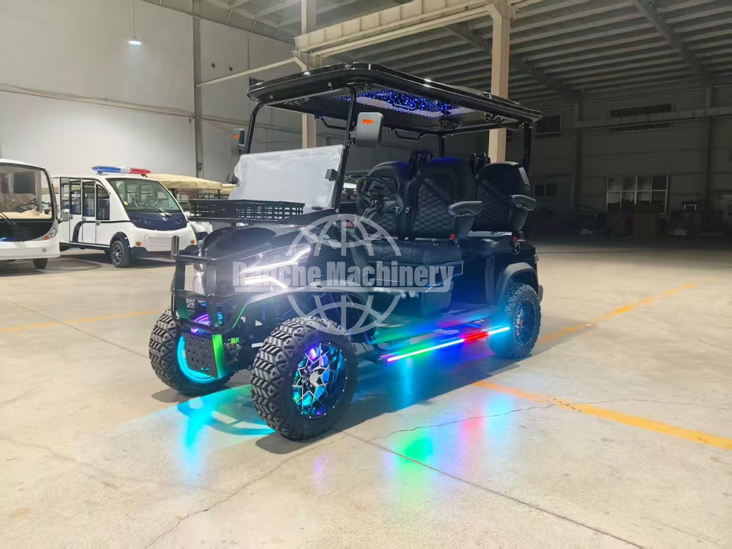 High-End 7-8 Seater Electric Golf Cart Smart System AC Motor Lead Acid Battery Fashion Shape Fine Details Superior Quality