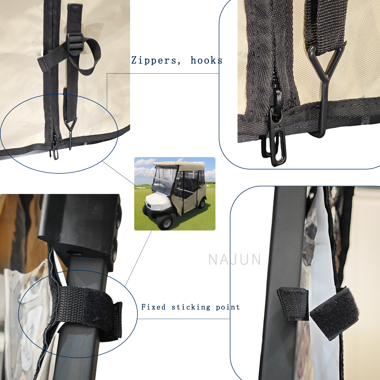 Golf Cart Club Cover In Canvas For 2 Passenger Club Car Precedent Onward &amp; Tempo Rain Cover GCC/CE Certification 70-90km Range