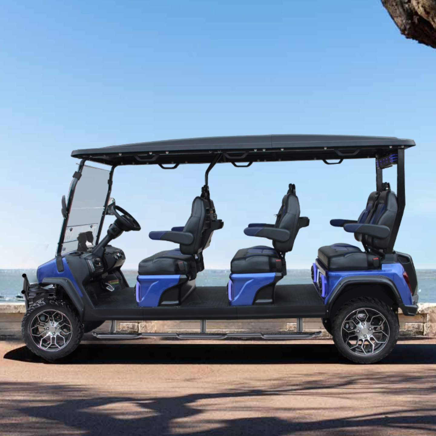 HDK Maverick 6 Plus Premium Lithium Golf Cart 6 Seat Forward Layout for Commercial Fleet