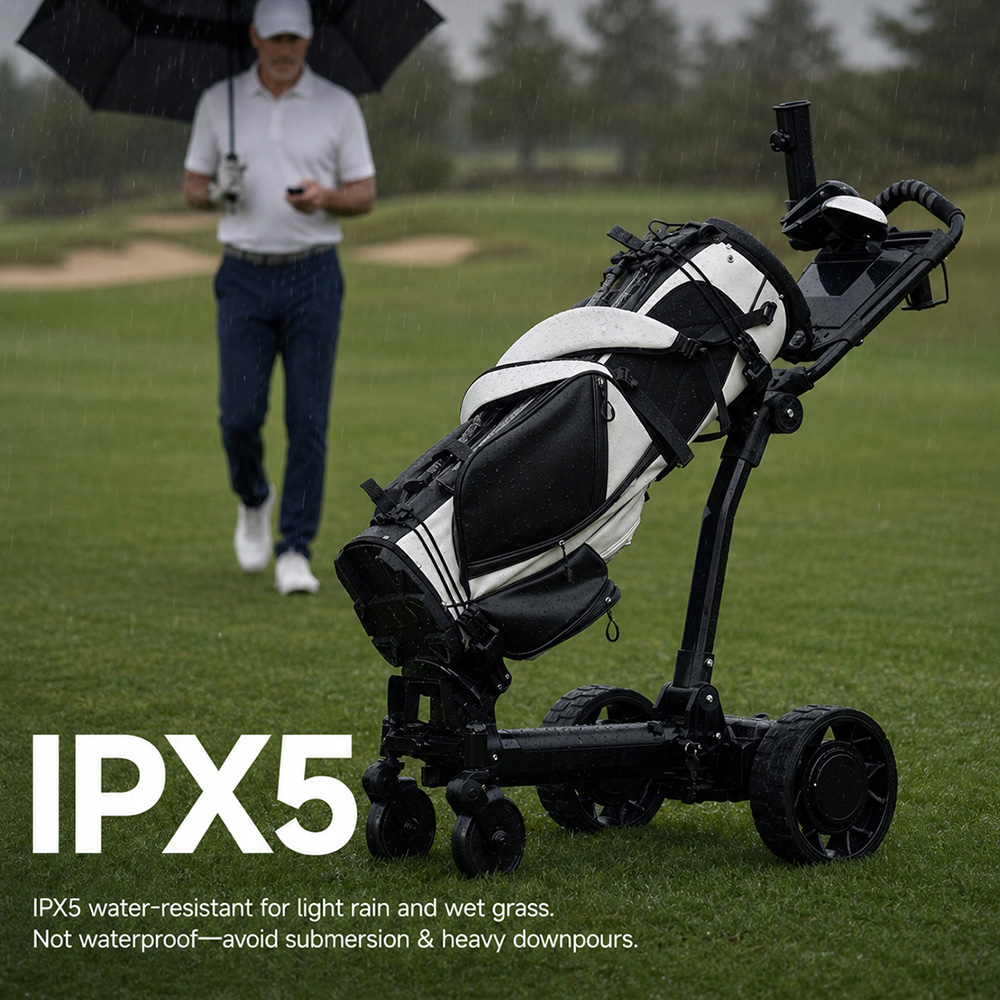 Eswing 2026 New Design Smart Auto Follow Me Electric Golf Trolley with Remote Control Lithium Battery Foldable Golf Caddy Cart