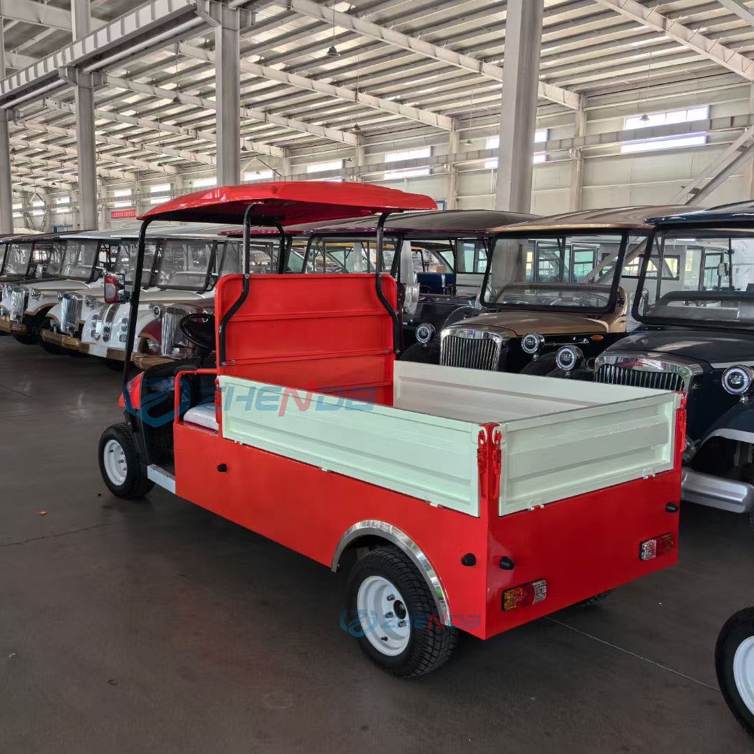 Electric Golf Cart Red and White Superior Quality Golf Carts Electric Four Wheel Windshield Tool Box Special Transportation