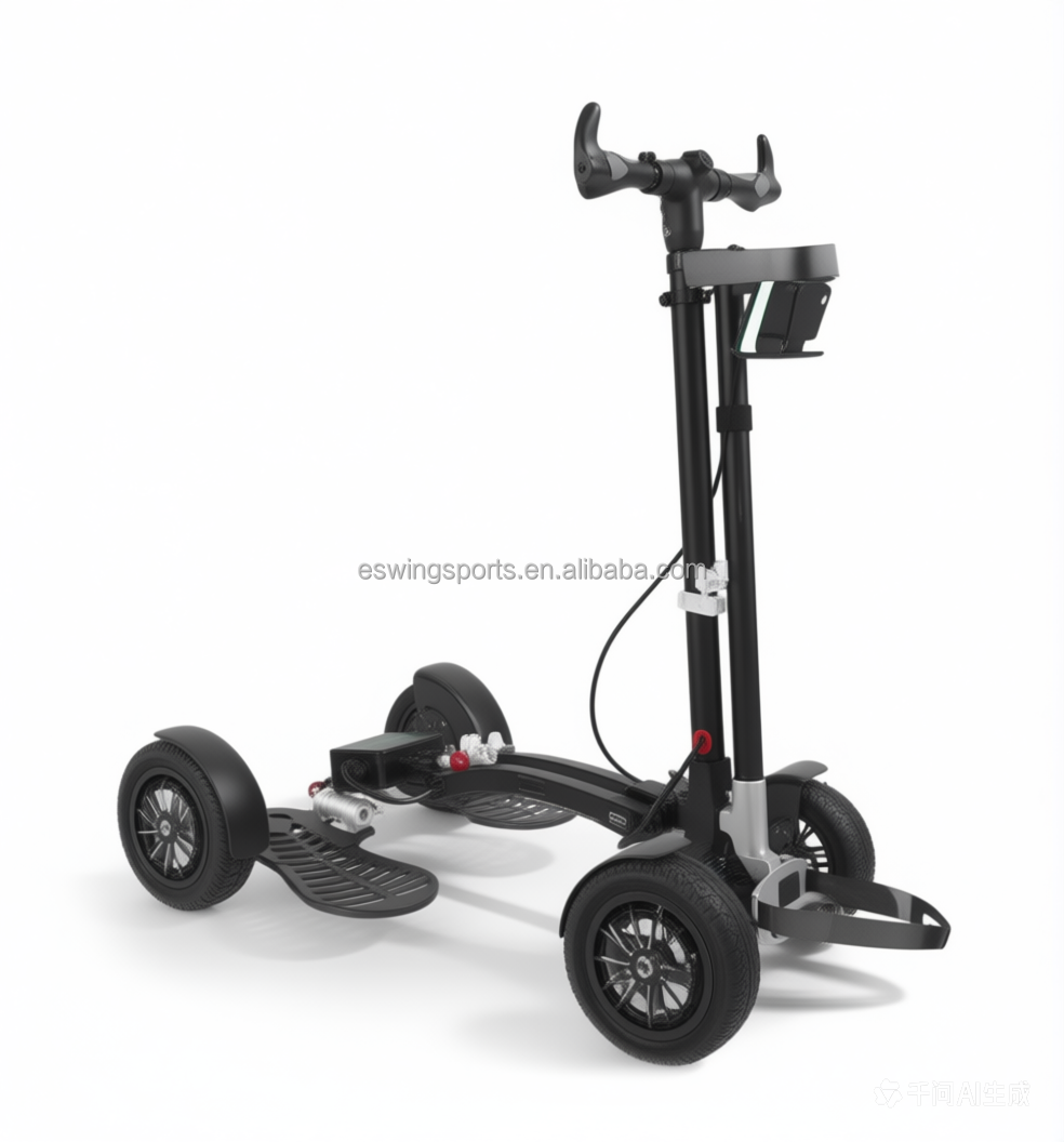 All-in-one 4 Wheel 1600W Powerful Electric Golf Carts Personal Stand on Battery Power Folding Golf Trolleys