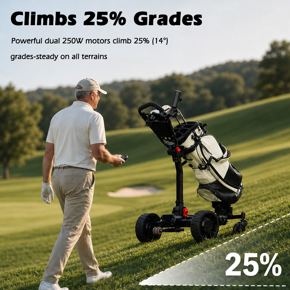 Eswing 2026 New Design Smart Auto Follow Me Electric Golf Trolley with Remote Control Lithium Battery Foldable Golf Caddy Cart