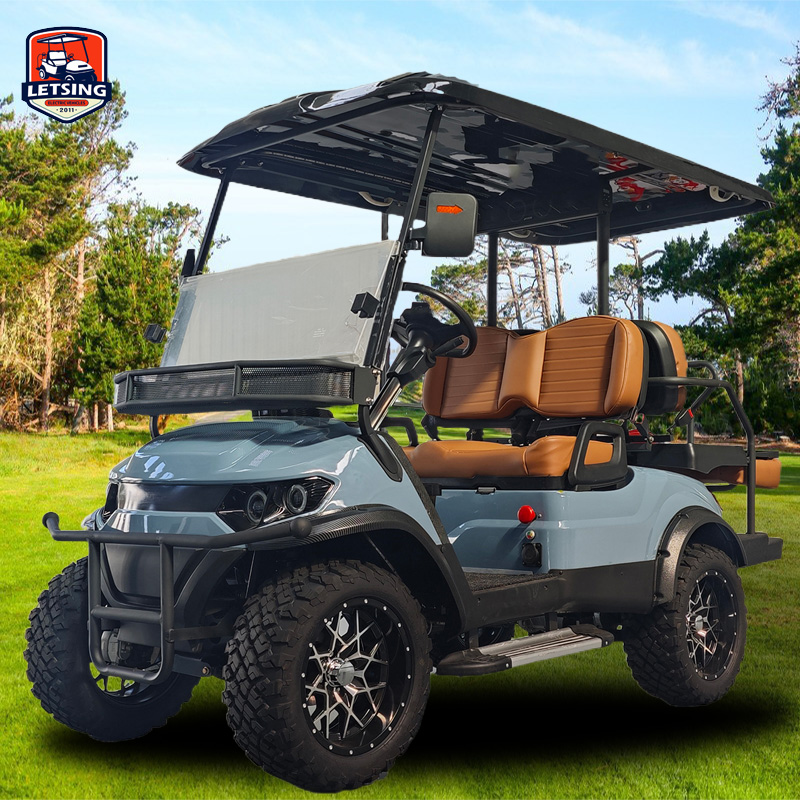 2026 New 4-Seats 5 kW 48 V Electric Golf Cart with Off-Road Tires-Light Blue Golf Buggy for Resort &amp; Golf Course