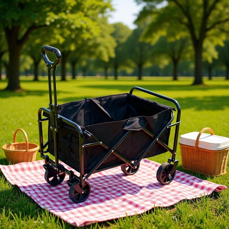 Folding Camping Collapsible Golf Cart Comfortable Stainless Steel Sand Beach Wagon Stroller Big Wagon Cart