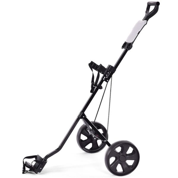 Lightweight 6lbs Golf Push Cart with Foldable Steel Frame and 9.5\" Ball Bearing Wheels