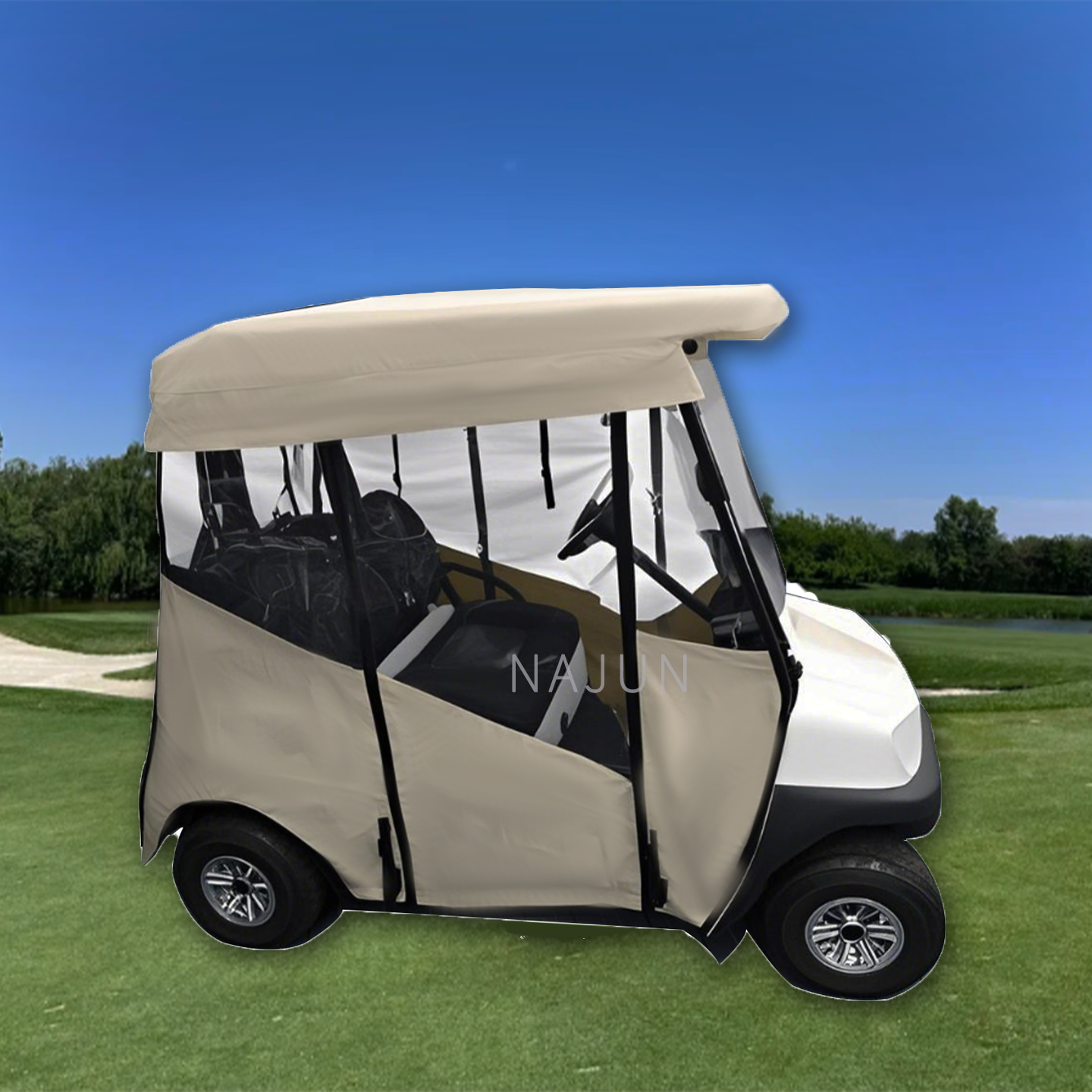 Golf Cart Club Cover In Canvas For 2 Passenger Club Car Precedent Onward &amp; Tempo Rain Cover GCC/CE Certification 70-90km Range