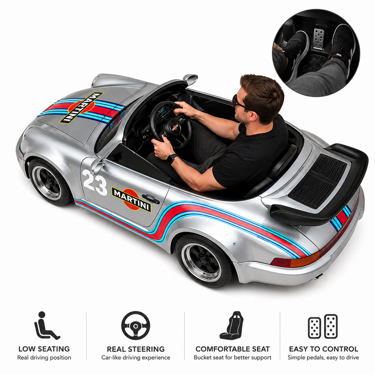 72V 2500W Electric Drift Go Kart Retro Sports Car Style Adult Ride On Racing Kart For Amusement Park Rental