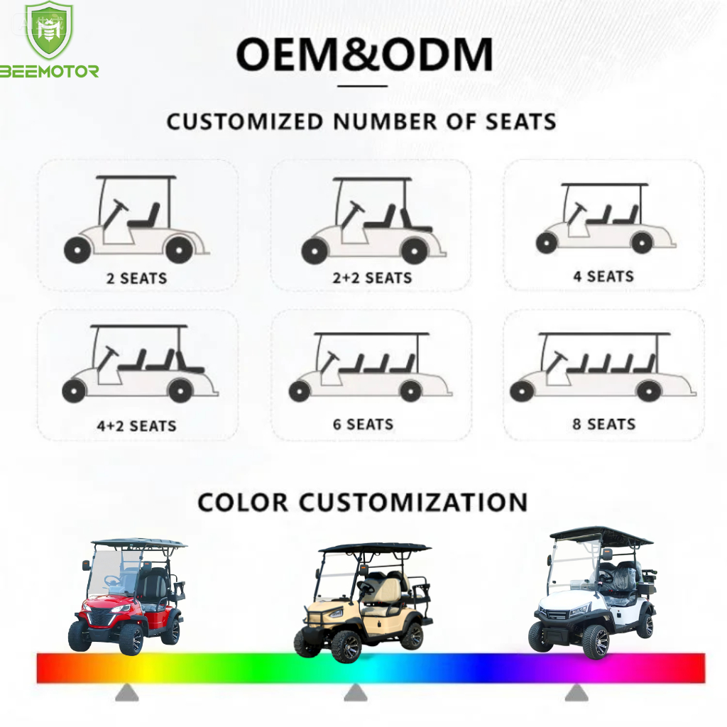 Golf Cart 4 Seater Electric Custom OEM ODM Waterproof LED for Resort Park Personal Use