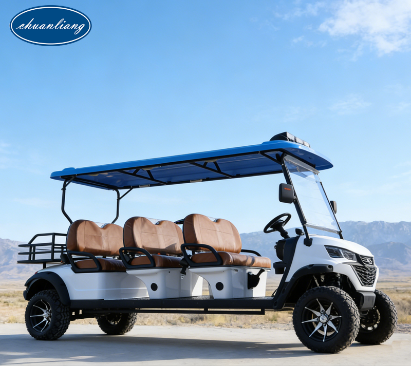 Easy Maneuverable White 6 Seater Electric Golf Cart With Smart Control Panel For Exhibition Center Resort Community