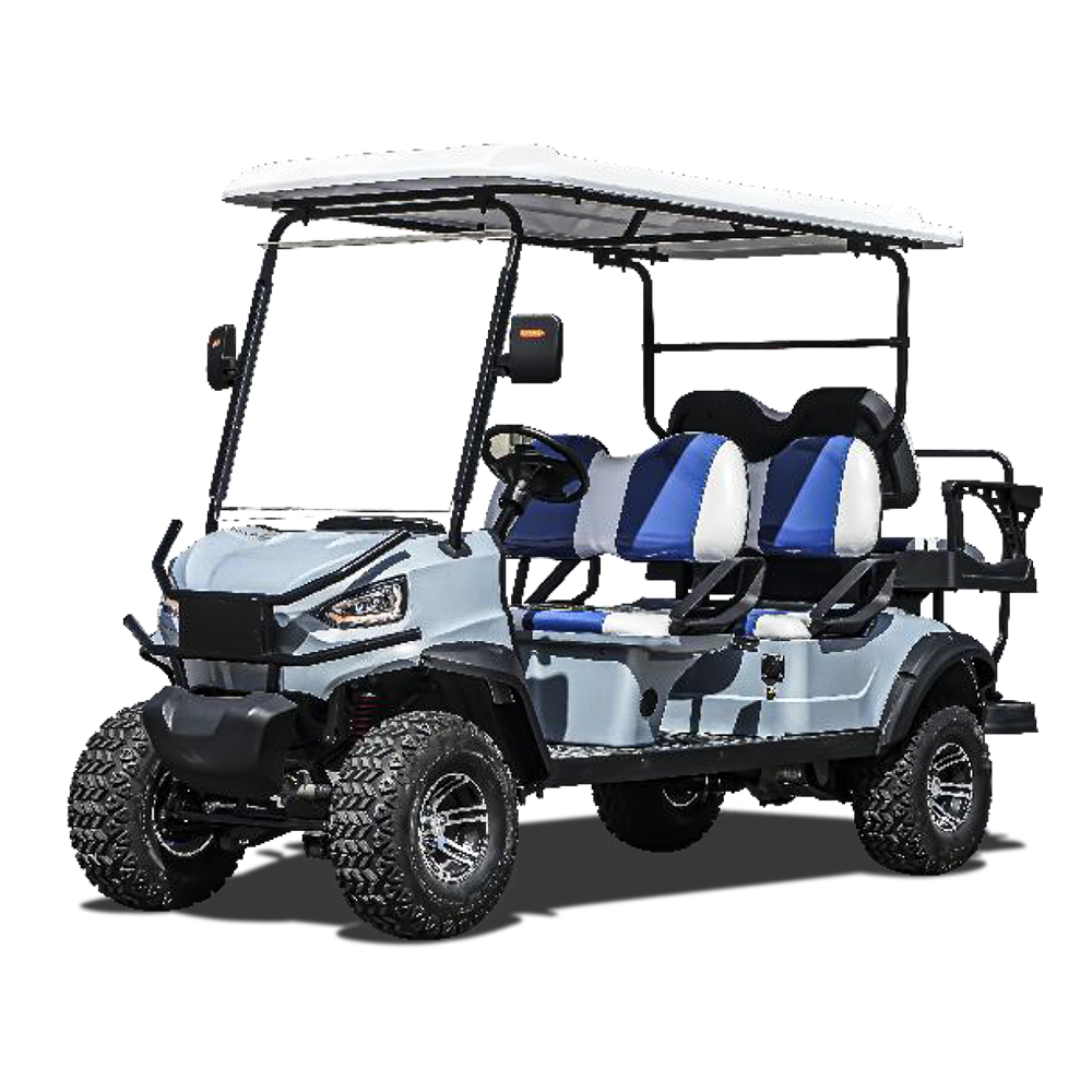 Deluxe 6 Seater White Ultra Endurance 72V Foldable Golf Cart Wood Grain Finish Industrial Zone Color /shape Can Be Customized